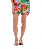 CROSBY by Mollie Burch Coordinating Drake Printed Elastic High Waist Flat Front Shorts