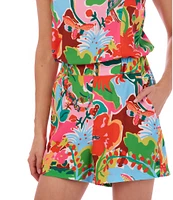 CROSBY by Mollie Burch Coordinating Drake Printed Elastic High Waist Flat Front Shorts