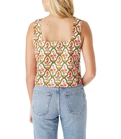 CROSBY by Mollie Burch Dutton Square Neck Sleeveless Printed Linen Blend Tank