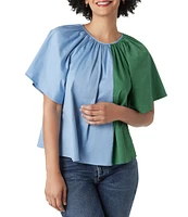 CROSBY by Mollie Burch Flutter Short Sleeve Color Block Brynn Top