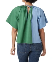 CROSBY by Mollie Burch Flutter Short Sleeve Color Block Brynn Top