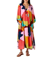 CROSBY By Mollie Burch Freya Printed Split V-Neck Long Sleeve Maxi Dress