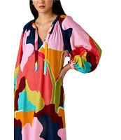 CROSBY By Mollie Burch Freya Printed Split V-Neck Long Sleeve Maxi Dress