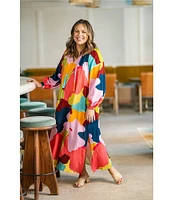 CROSBY By Mollie Burch Freya Printed Split V-Neck Long Sleeve Maxi Dress