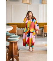 CROSBY By Mollie Burch Freya Printed Split V-Neck Long Sleeve Maxi Dress