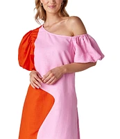 CROSBY by Mollie Burch Lovett Asymmetrical Sleeve Colorblock Maxi Dress