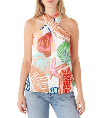 CROSBY By Mollie Burch Sienna Printed Halter Neckline Sleeveless Tank