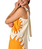 CROSBY by Mollie Burch Warren Sunburst Printed Square Neck Sleeveless Shift Dress