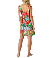 CROSBY by Mollie Burch Warren Tropical Floral Printed Square Neck Sleeveless Shift Dress