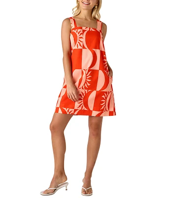 CROSBY by Mollie Burch Warren Sunny Printed Square Neck Sleeveless Shift Dress