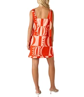 CROSBY by Mollie Burch Warren Sunny Printed Square Neck Sleeveless Shift Dress