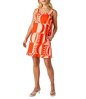 CROSBY by Mollie Burch Warren Sunny Printed Square Neck Sleeveless Shift Dress