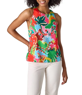 CROSBY by Mollie Burch Wynne Tropical Printed Crew Neck Racerback Tank