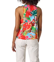 CROSBY by Mollie Burch Wynne Tropical Printed Crew Neck Racerback Tank