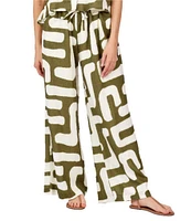 CROSBY by Mollie Burch Ziggy Abstract Print High Rise Linen Blend Coordinating Pants
