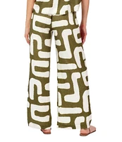 CROSBY by Mollie Burch Ziggy Abstract Print High Rise Linen Blend Coordinating Pants