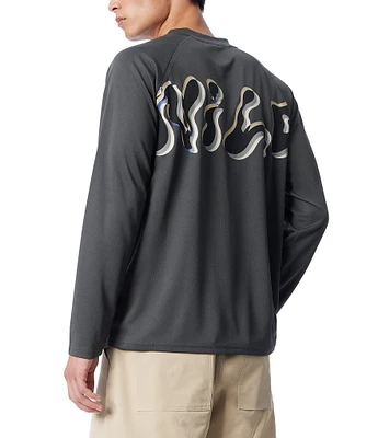 Cross Eyed Moose Raglan Long Sleeve Graphic Performance T-Shirt