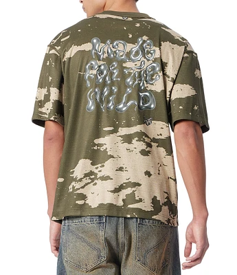 Cross Eyed Moose Camouflage Print Oversized Short Sleeve T-Shirt