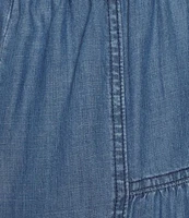Current Air Chambray Elastic Waist Wide Tiered Leg Pull-On Pants