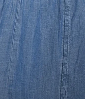 Current Air Coordinating Chambray Tiered Wide Leg Elasticated Back Waist Pants