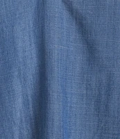 Current Air Coordinating Chambray V-Neck Short Sleeve Pullover Blouse