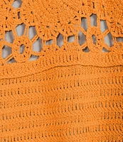 Current Air Coordinating Crochet Collared Elbow Sleeve Button Front Shirt