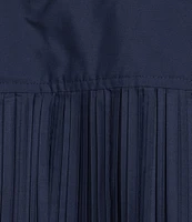 Current Air Coordinating Pleated Eyelet Round Keyhole Neck Short Sleeve Top
