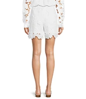 Current Air Flat Front Floral Lace Scallop Hem Coordinating Shorts