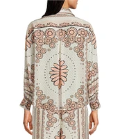 Current Air Floral Print Point Collar Long Sleeve Button Front Coordinating Shirt