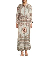 Current Air Floral Print Point Collar Long Sleeve Button Front Coordinating Shirt