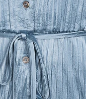 Current Air Pleated Collared Sleeveless Button Front Shirtdress