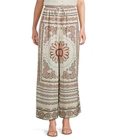 Current Air Printed Drawstring Elastic Waist Wide Leg Palazzo Coordinating Pants