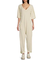 C&V Chelsea & Violet Cotton V-Neck Jumpsuit