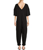 C&V Chelsea & Violet Cotton V-Neck Jumpsuit