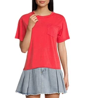 C&V Chelsea & Violet Crew Neck Short Sleeve Front Pocket Coordinating T-Shirt