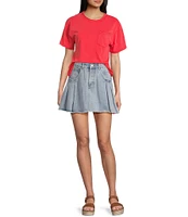 C&V Chelsea & Violet Crew Neck Short Sleeve Front Pocket Coordinating T-Shirt
