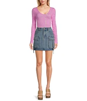 C&V Chelsea & Violet Denim Cargo Skirt