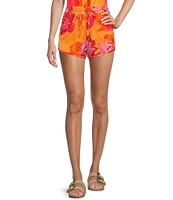 C&V Chelsea & Violet Drawstring Floral Printed Pull On Coordinating Shorts