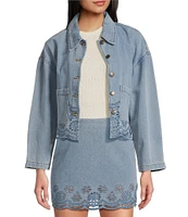 C&V Chelsea & Violet Eyelet Hem Coordinating Denim Jacket