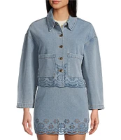 C&V Chelsea & Violet Eyelet Hem Coordinating Denim Jacket