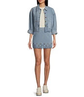 C&V Chelsea & Violet Eyelet Hem Coordinating Denim Jacket