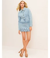 C&V Chelsea & Violet Eyelet Hem Coordinating Denim Jacket