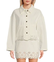 C&V Chelsea & Violet Eyelet Hem Coordinating Denim Jacket