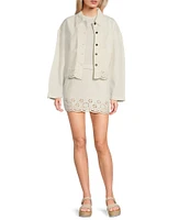 C&V Chelsea & Violet Eyelet Hem Coordinating Denim Jacket