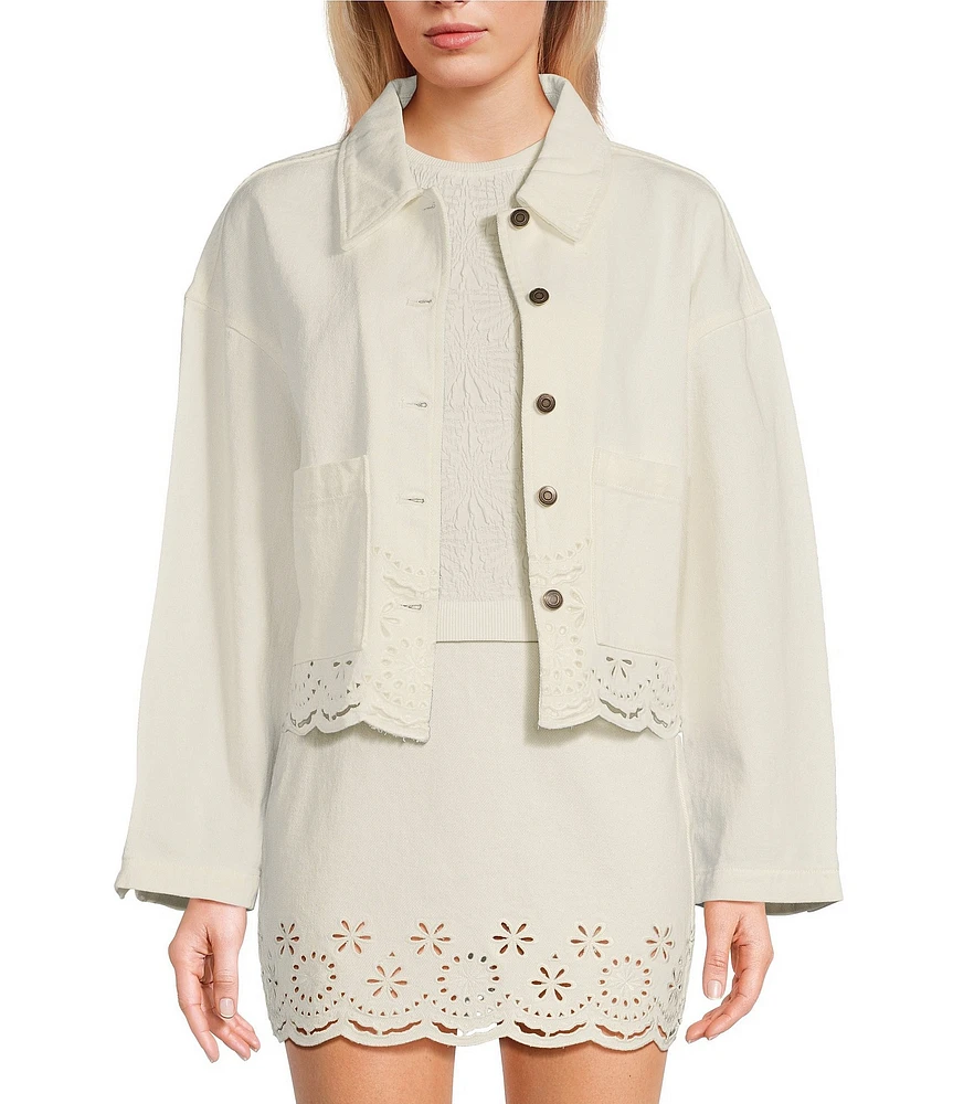 C&V Chelsea & Violet Eyelet Hem Coordinating Denim Jacket