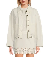 C&V Chelsea & Violet Eyelet Hem Coordinating Denim Jacket