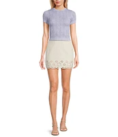 C&V Chelsea & Violet Eyelet Hem Coordinating Denim Mini Skirt