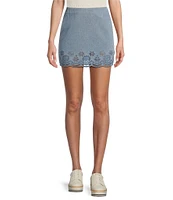 C&V Chelsea & Violet Eyelet Hem Coordinating Denim Mini Skirt
