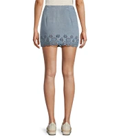 C&V Chelsea & Violet Eyelet Hem Coordinating Denim Mini Skirt