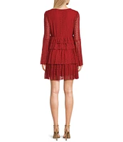 C&V Chelsea & Violet Flare Sleeve Textured Dress